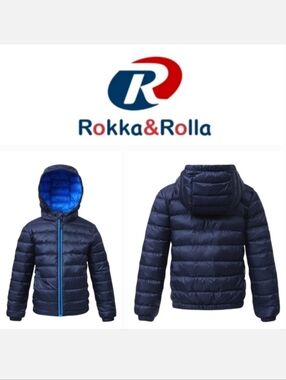 Rokka & Rolla Child's Ultra Light PACKABLE DOWN PUFFER JACKET Sz Small 4/5